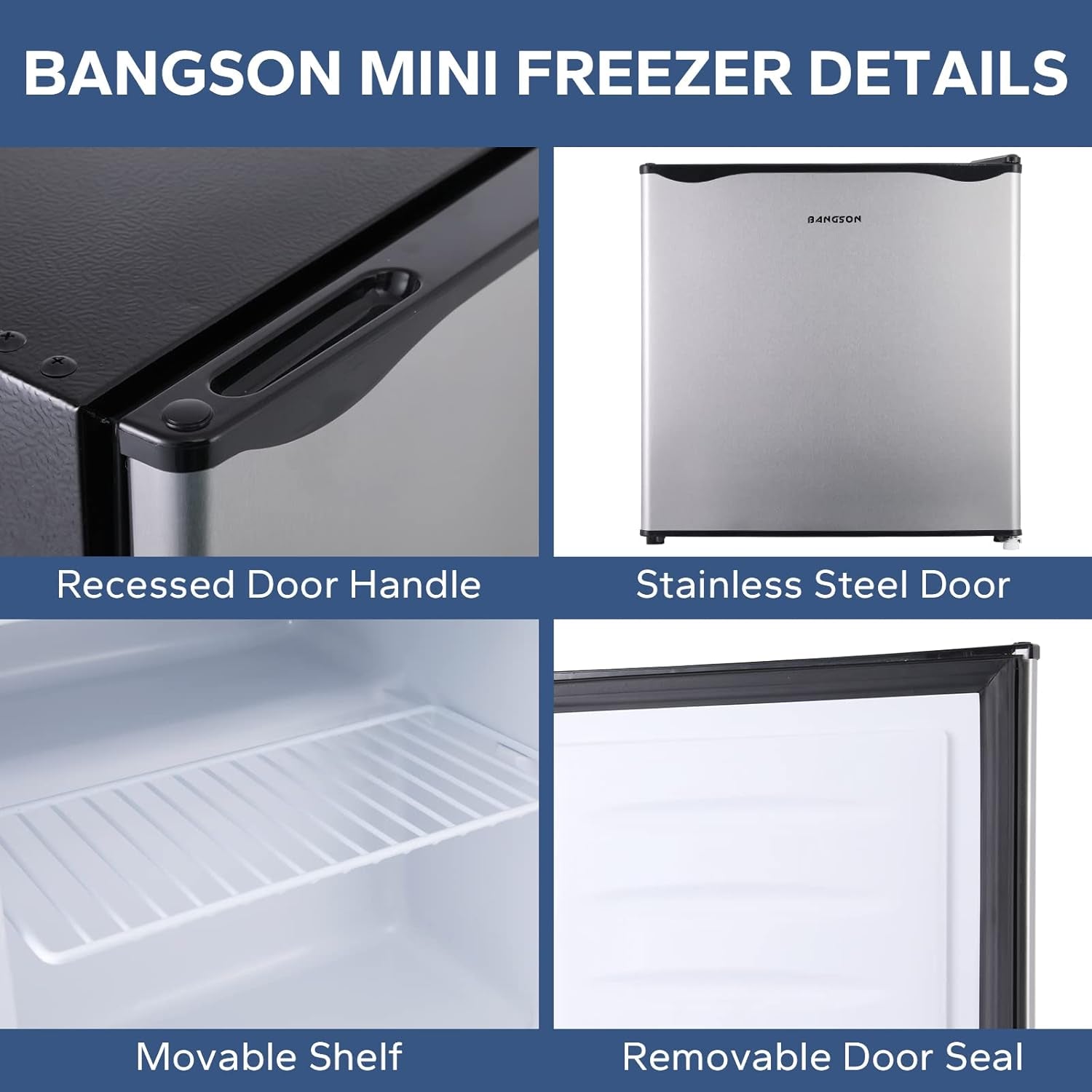 1.1 Cu.Ft Upright Mini Freezer for Dorms Apartment, Silver | Compact Freezer with Removable Shelf, Energy Saving Small Freezer Reversible Door, Low Noise for Bedroom