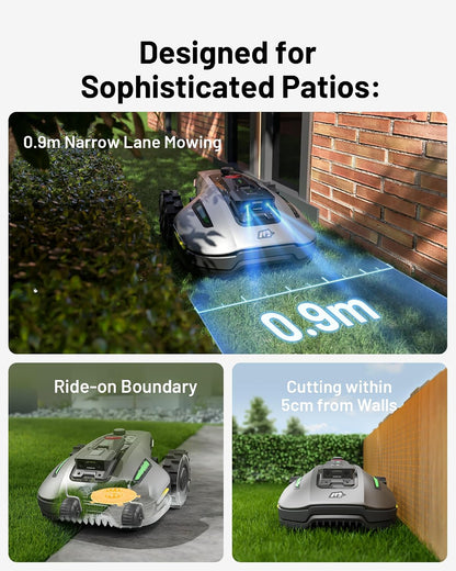 YUKA Mini 700 Robot Lawn Mower, Perimeter Wire Free, Recommended for 700 M², Maximum 1100 M², 3D AI Vision, 45% Slope Capability, Automatic Mapping, Equipped with 4G Module