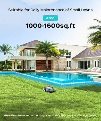 V100 Robot Lawnmower without Boundary,Vision Navigation,150 Obstacle Detection,20-60 Mm Cutting Height,Robotic Lawnmower with Magnetic Wires,Low Noise,Replacement Blades,Spot Mow, Max.150M²