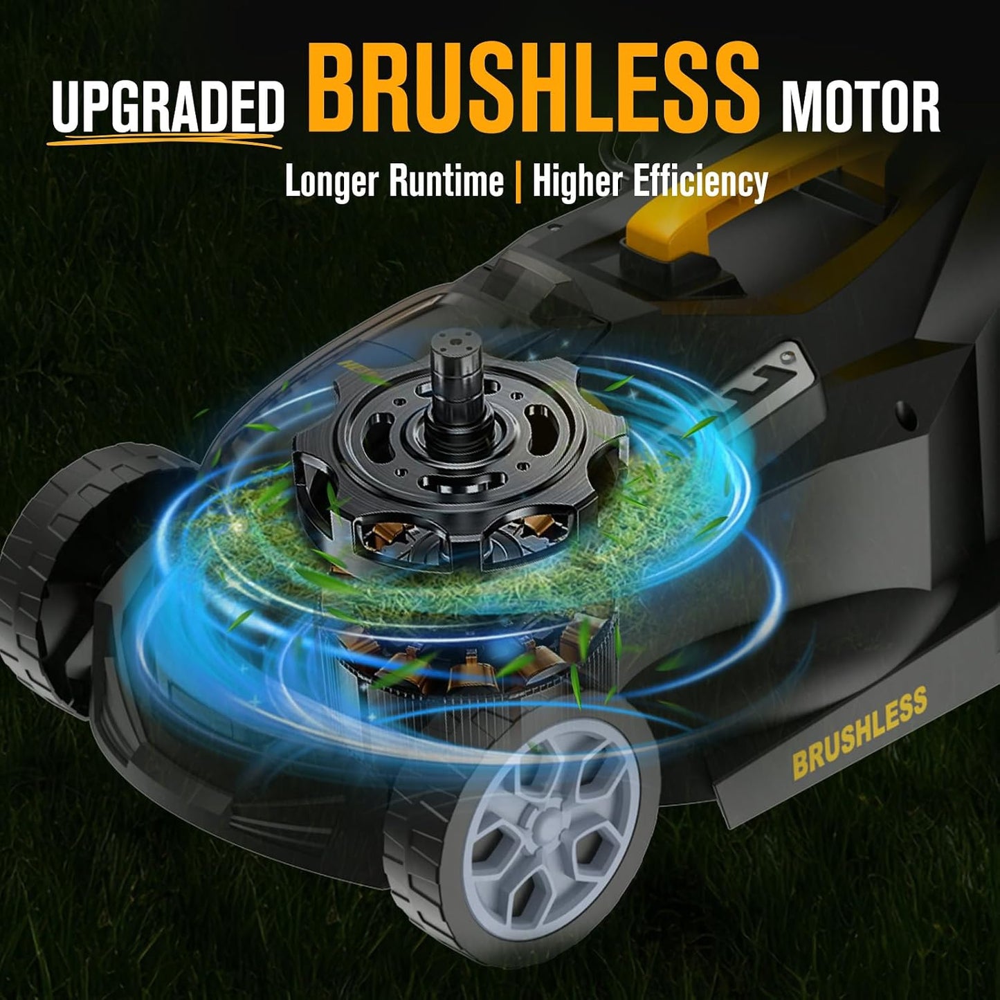 Cordless Lawn Mower Compatible with Dewalt 20V MAX Battery | 14", 2-In-1 Brushless Electric Lawn Mower for Small Yards, Push Mowers with 5-Position Height Adjustment, Black (Tool Only)