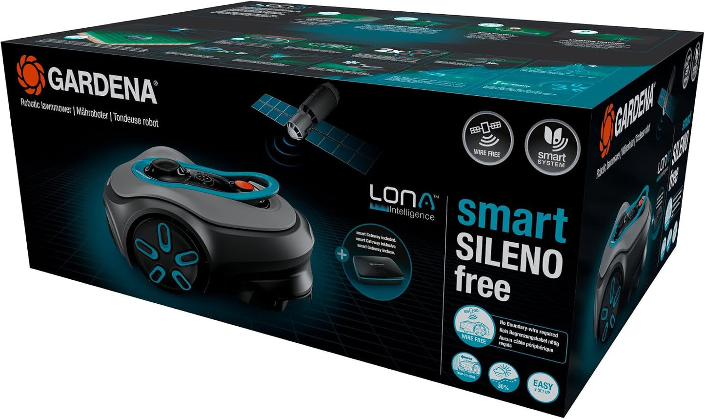 Smart SILENO Free Set 1200 M² Robotic Lawnmower, Wireless, for Lawns up to 1200 M², LONA Intelligence, without Boundary Wire, Quiet Operation, Intelligent Mower with App Control (19923-28)