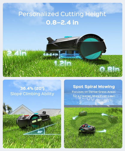 2026 New M800Plus Robot Lawn Mower, 8611 Sq.Ft, Jet Black | Wire Free, GPS & 3D Vision, 32.8 Ft Magnetic Stripe, Obstacle Avoidance, Auto-Charging, APP Control, Bow-Shaped Mowing