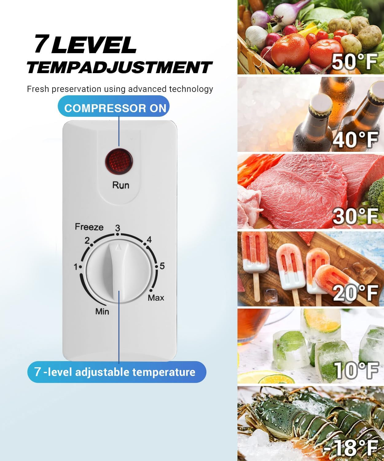 7.0 Cu.Ft Compact Deep Freezer, Energy Saving Chest Freezer, White | 7 Level Adjustable Thermostat, Small Freestanding Freezer with Removable Basket for Home Apartment Office