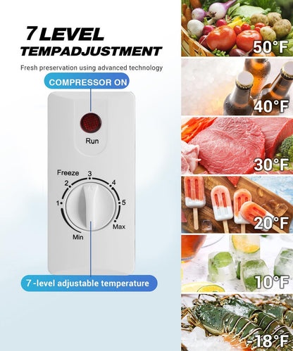 7.0 Cu.Ft Compact Deep Freezer, Energy Saving Chest Freezer, White | 7 Level Adjustable Thermostat, Small Freestanding Freezer with Removable Basket for Home Apartment Office