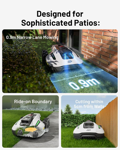 YUKA Mini 500 Robot Lawn Mower, Perimeter Wire Free, Recommended for 500 M², Maximum 700 M²,3D AI Vision, 45% Slope Capability, Automatic Mapping, Equipped with 4G Module