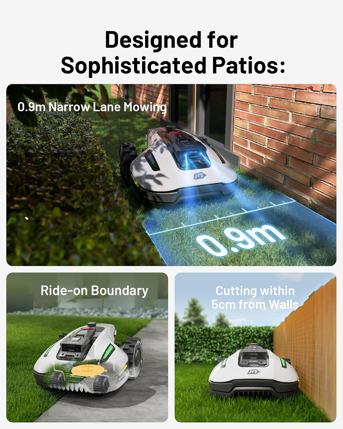 YUKA Mini 500 Robot Mower with Combined Garage, Netrtk+Vision, No RTK Antenna Required, Recommended 500 M2, Max. 700 M2, 50% Slope, with 4G Module