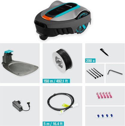 SILENO City 250: Robotic Lawnmower for up to 250 M² Lawn Area, Inclines of up to 25%, Cutting Height 20-50 Mm, LCD Display, Theft Protection, UK Version with UK Plug (15001-28)