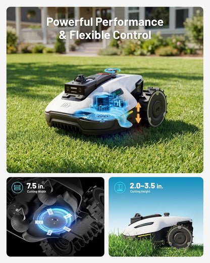 YUKA Mini 2 1000H Robotic Lawn Mower, 360° Lidar+Ai Vision | Wire Free for 0.25 Acre, 45% Slope, Smart Battery Management, Cutting Heights 2.0"-3.5"