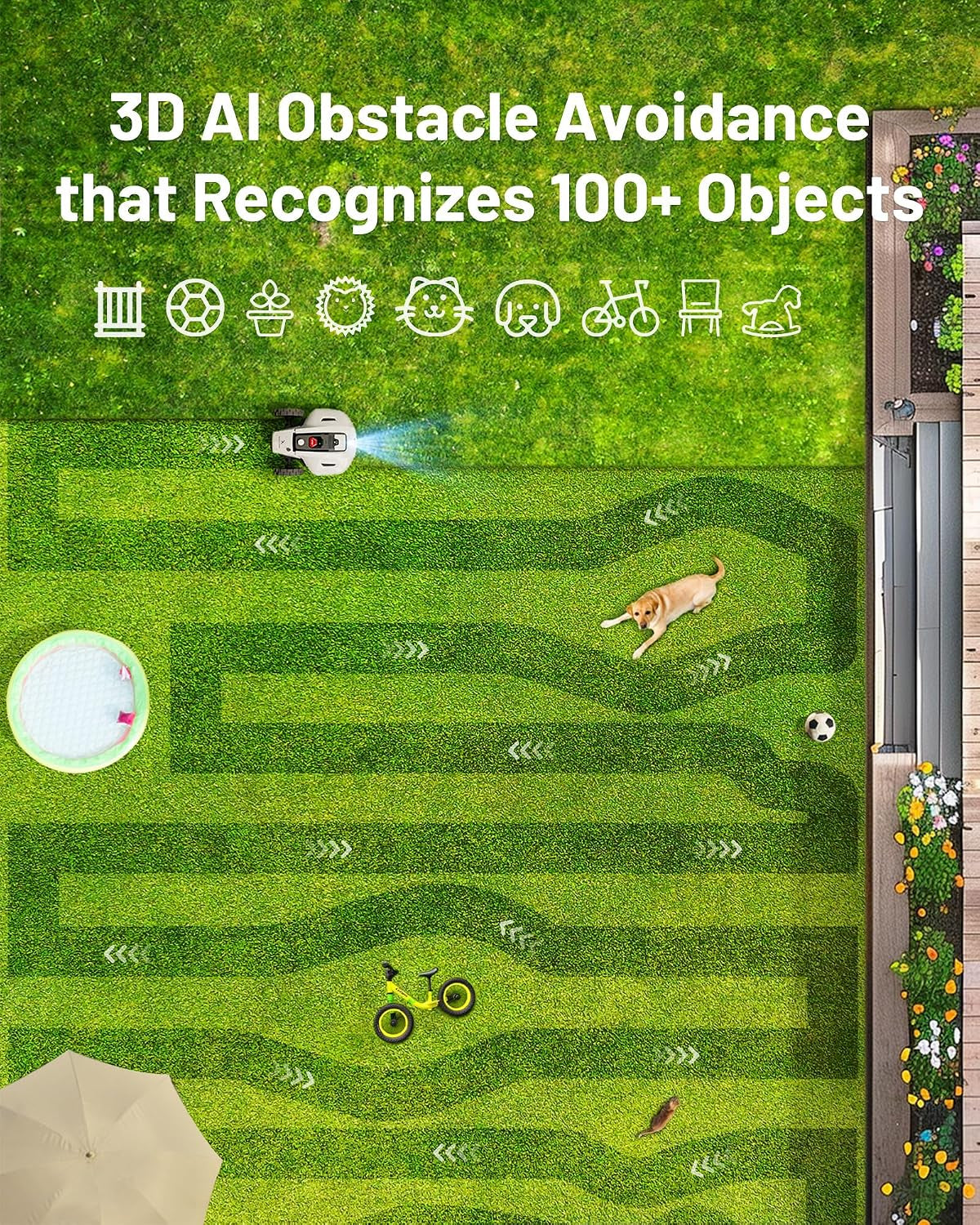 YUKA 1500 Robot Lawn Mower, up to 1500M², 3D Vision and RTK, 45% Slope, Peripheral Wireless Installation, Multi-Zone Management and Prohibited Zone, Anti-Theft