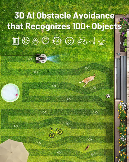 YUKA 1500 Robot Lawn Mower, up to 1500M², 3D Vision and RTK, 45% Slope, Peripheral Wireless Installation, Multi-Zone Management and Prohibited Zone, Anti-Theft