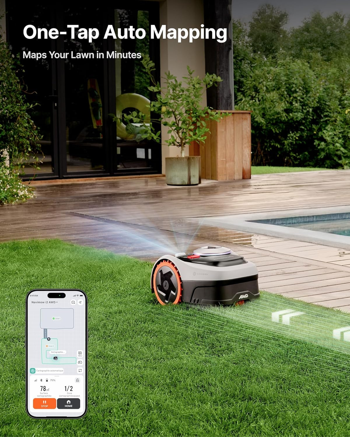 Segway  I208 AWD Robotic Lawn Mower, with Garage S, Rec. 800 M²