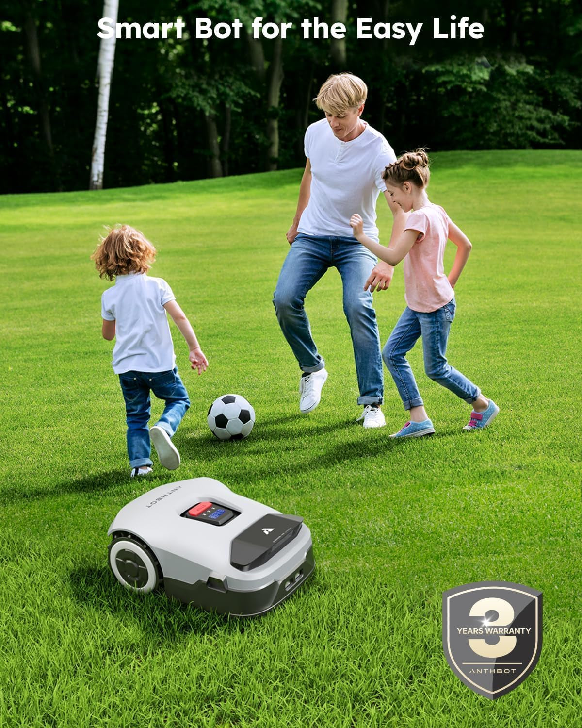 Genie600 Robot Lawn Mower, Perimeter Wire Free, Full Band Rtk+4-Eye Vision Robot Lawnmower, Recommended for 600 M², Max 800 M², Automatic Mapping, Accurate Obstacle Avoidance, APP Control