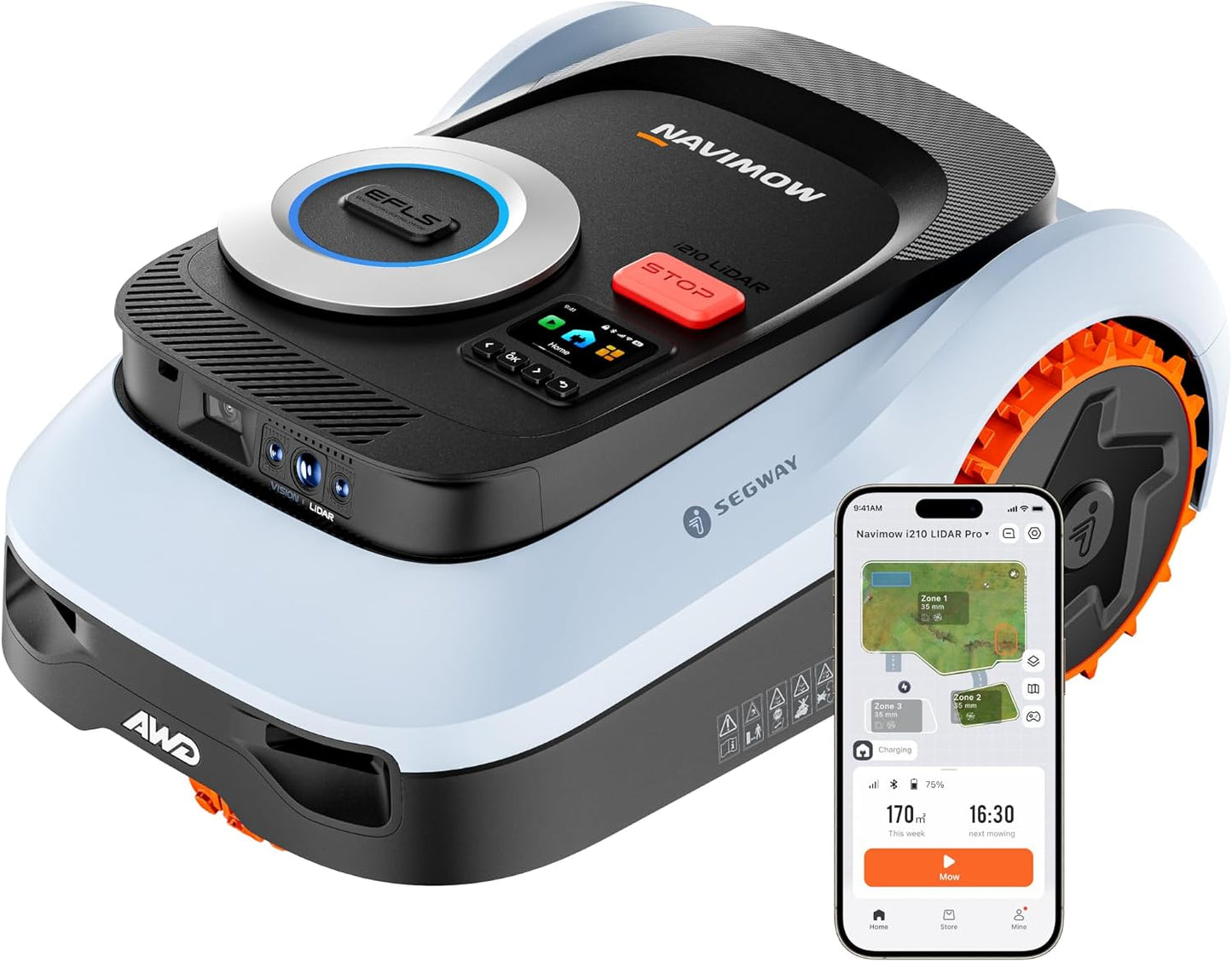 Segway  I210 Lidar Pro Robotic Lawn Mower, Rec. 1000 M²