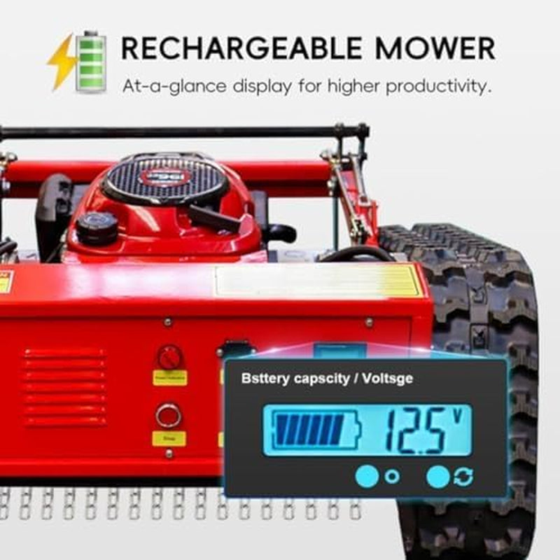 Crawler Mower, 7.5HP Gasoline Mower,Robot Lawn Mower, Four Sroke Gasoline Lawn Mower with Remote Control, Supports Slopes of 45°, Height 10-180Mm, Mowing Width 550Mm
