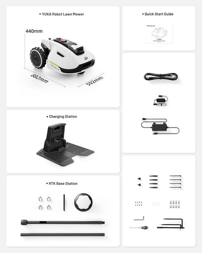 YUKA 1500 Robot Lawn Mower, up to 1500M², 3D Vision and RTK, 45% Slope, Peripheral Wireless Installation, Multi-Zone Management and Prohibited Zone, Anti-Theft