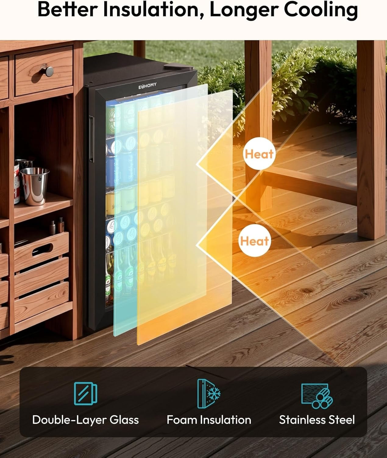130 Can Mini Fridge, Beverage Refrigerator with Glass Door, Black | 3.2 Cu.Ft Capacity, 37°F to 61°F, Compressor Cooling, Digital Temperature Control, Removable Shelves, Home Bar Office Use