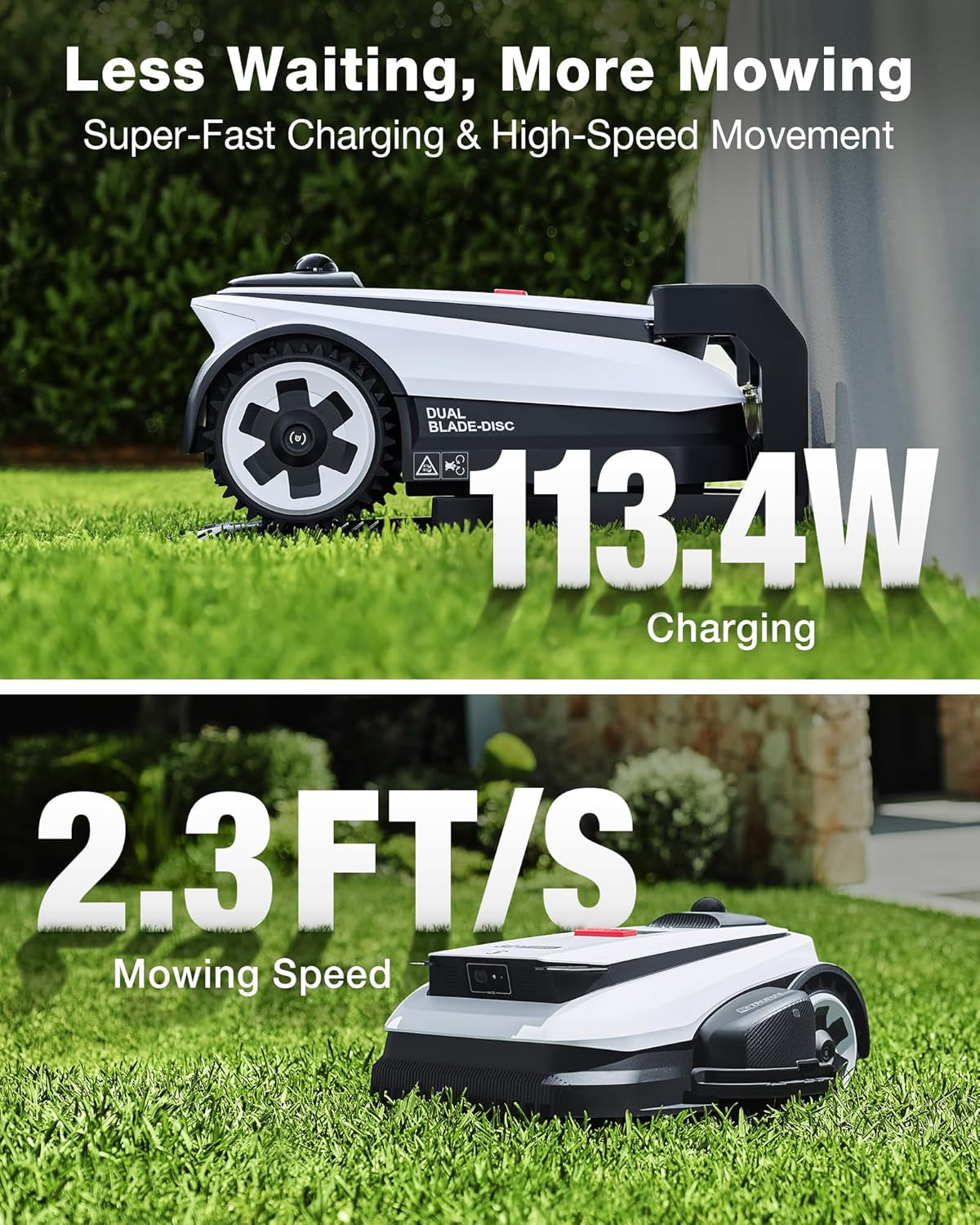 Goat A2000 Lidar PRO Cordless Robotic Lawn Mower up to 0.5 Acre with Dual-Lidar Automatic Mapping, Built-In Truedge Edger, AIVI 3D Obstacle Avoidance, Control