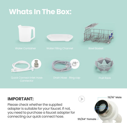 Portable Dishwasher Countertop with 5L Built-In Water Tank, No Hookup Needed, 6 Programs, 360° Dual Spray, 192℉ High-Temp& Air-Dry Function, Mini Dishwasher for Rvs, White | No Hookup Needed for Rvs, Dorm& Apartment High-Temp & Air-Dry, 360° Dual Spray, Compact & Energy Efficient, White