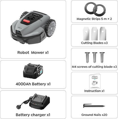V3 Robot Lawn Mower with Vision Navigation, 150+ Obstacle Detection and App Control, 50 Db Quiet, with Spiral Mowing Mode and Rain Sensor, Robotic Lawn Mower for Small to Medium‑Sized Gardens