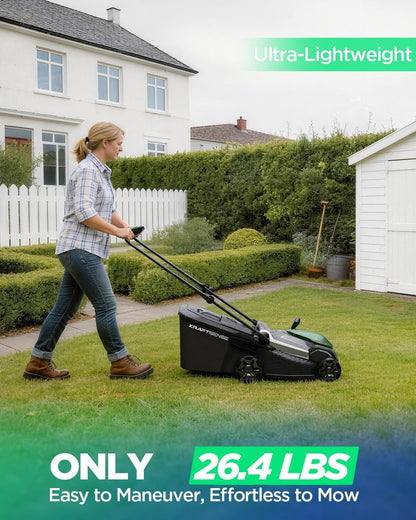 18" 40V Max Brushless Cordless Electric Lawn Mower | Includes 2X20V 8.0Ah Batteries & Charger, 6-Level Height Adjustment (25Mm-75Mm), 50L Collection Bag & 2 Spare Blades