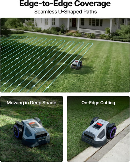 M9 Robot Lawn Mower 1/4 Acre, Dual Vision+Full-Band RTK & NRTK Robotic Lawnmower, No Perimeter Wire, App Control Obstacle Avoidance, 45% Slope, Cutting Height, Multi-Zone Mapping