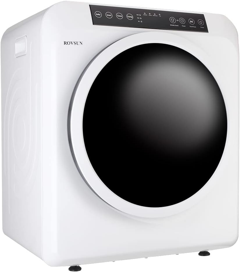 3.5 Cu.Ft Portable Clothes Dryer, High End Front Load Tumble Laundry Dryer with LCD Touch Screen, Stainless Steel Tub for Apartment, Home, Dorm-110V, Classic White