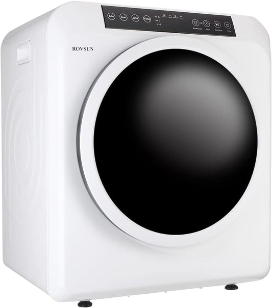 3.5 Cu.Ft Portable Clothes Dryer, High End Front Load Tumble Laundry Dryer with LCD Touch Screen, Stainless Steel Tub for Apartment, Home, Dorm-110V, Classic White