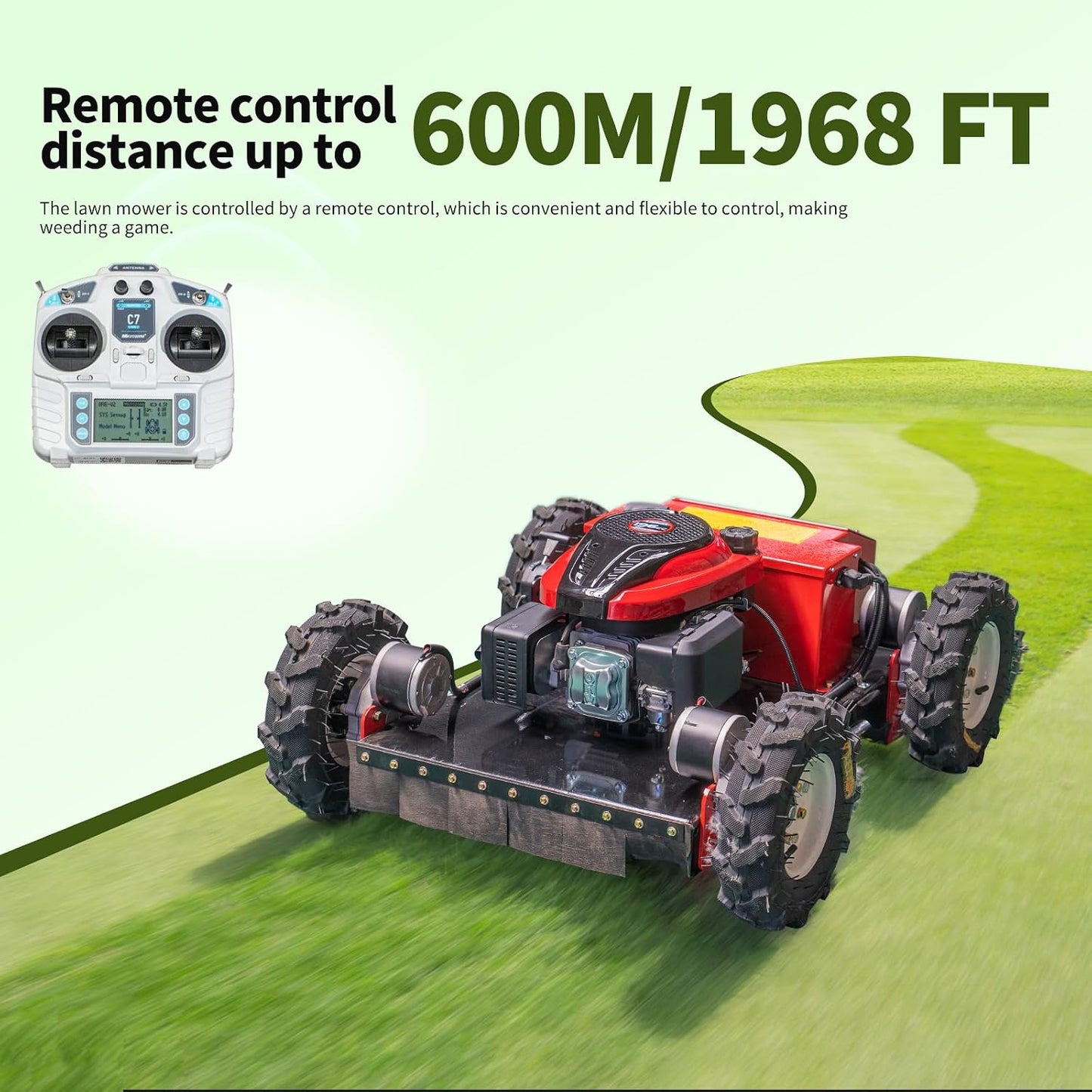 7.5HP 4WD Remote Control Mower, 55Cm Cutting Width