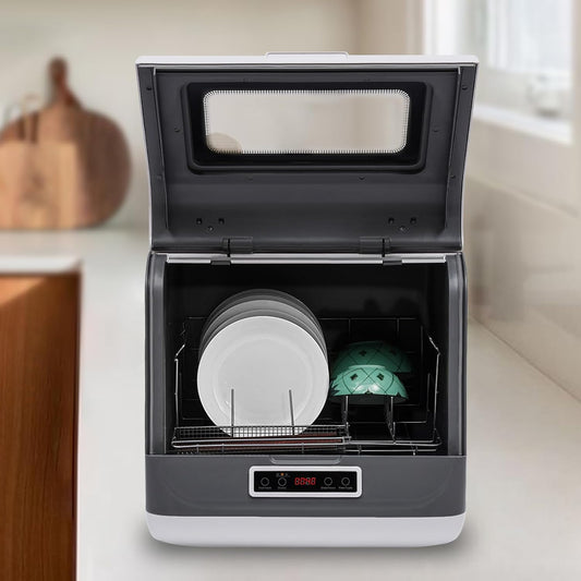 Portable Countertop Dishwasher with 8L Built-In Water Tank, 3 Washing Modes,White