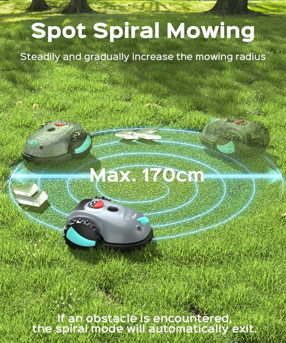 V100 Robot Lawnmower without Boundary,Vision Navigation,150 Obstacle Detection,20-60 Mm Cutting Height,Robotic Lawnmower with Magnetic Wires,Low Noise,Replacement Blades,Spot Mow, Max.150M²
