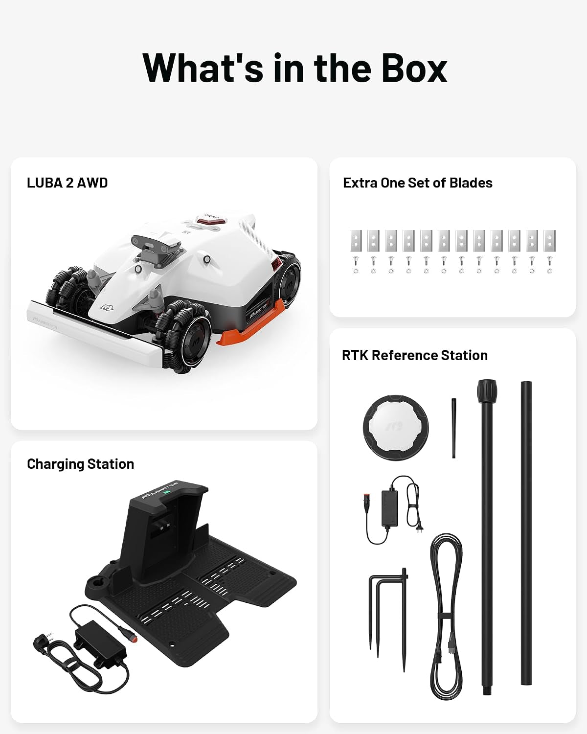 LUBA 2 AWD 5000X Robot Lawn Mower without Boundary, Recommended 5000 M², Max. 6000 M², Auto Mapping Ultrasense AI Vision, 80% Gradient, 25-70 Mm Cutting Height