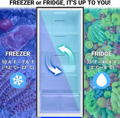 21 Cu.Ft Upright Freezer, Freezer Upright Frost Free Upright Freezers with LED Display,Stainless Steel Convertible Refrigerator Freezer for Garage,Kitchen Use