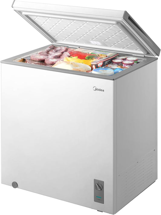 Midea 7.0 Cu.Ft Chest Freezer, Fridge Freezer Convertible with LED Light | Removable Basket, Adjustable Temperature, for Kitchen Apartment Office