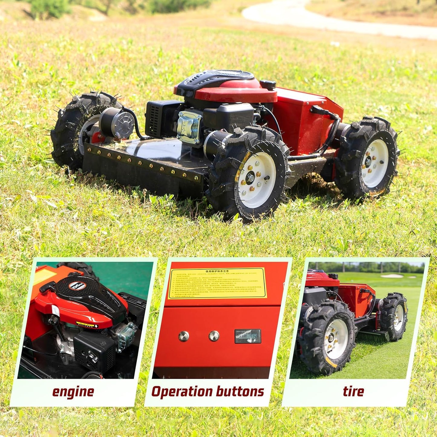 7.5HP 4WD Remote Control Mower, 55Cm Cutting Width