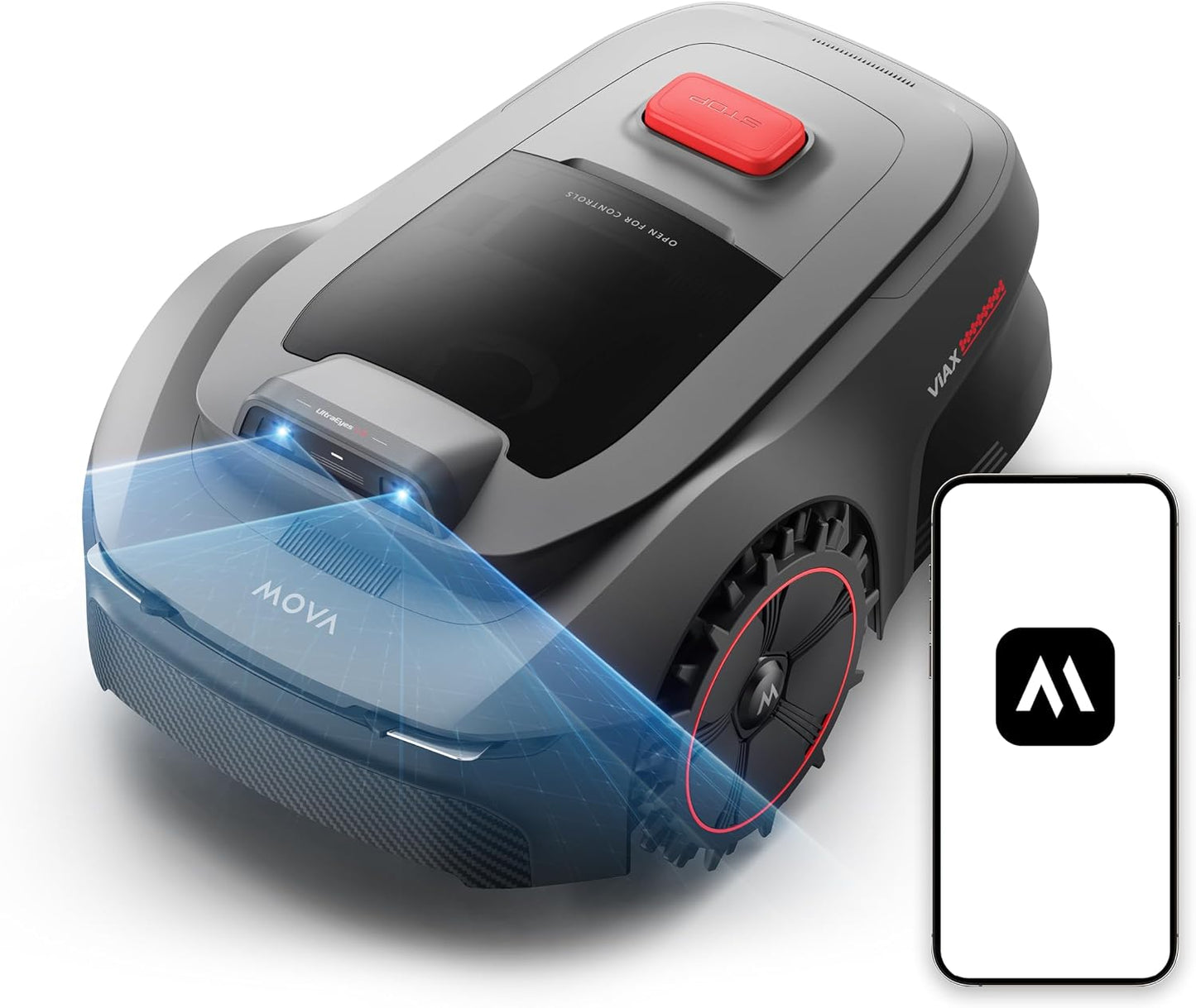 Viax 300 Robot Lawnmower without Boundary, Recommended 300 ㎡, Ai-Assisted Auto Mapping, U-Shape Path Planning, Dual-Vision Obstacle Avoidance, Edge Cutting, Complex Terrain, App Control