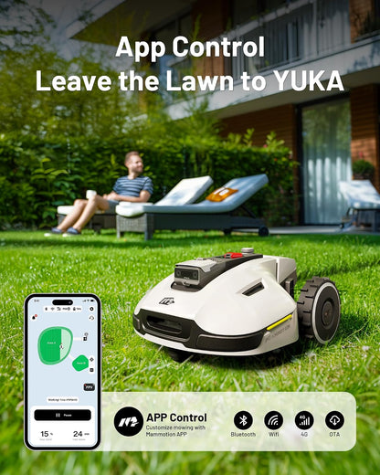 YUKA 1500 Robot Lawn Mower, up to 1500M², 3D Vision and RTK, 45% Slope, Peripheral Wireless Installation, Multi-Zone Management and Prohibited Zone, Anti-Theft