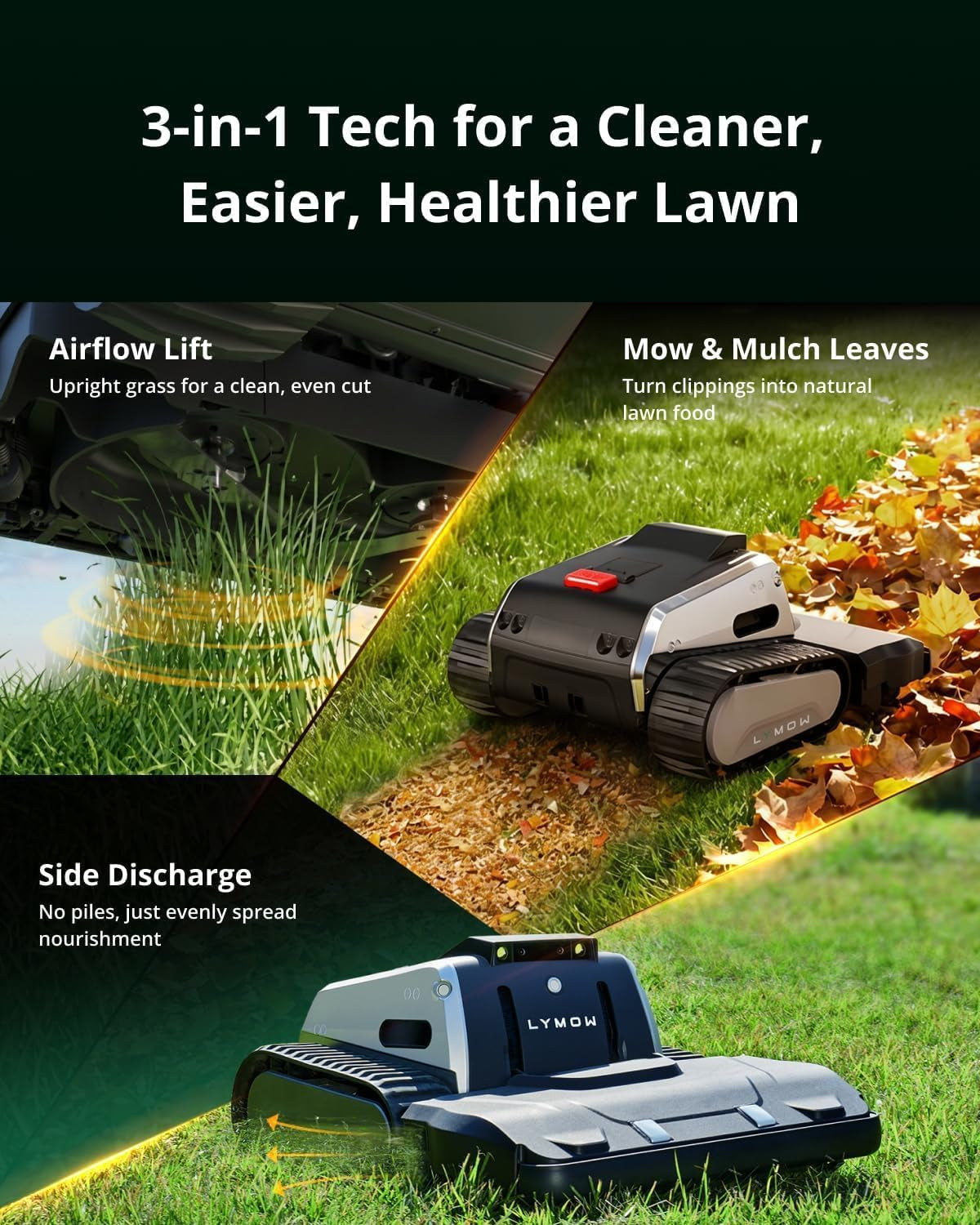One plus Robot Lawn Mower, Wire-Free Rtk+Vision Navigation, 1.73 Acres Daily Coverage, 100% Slope (45°) Climbing, 1.2"-4" Cut Height, AWD All-Terrain Automatic Robotic Mower, App Control