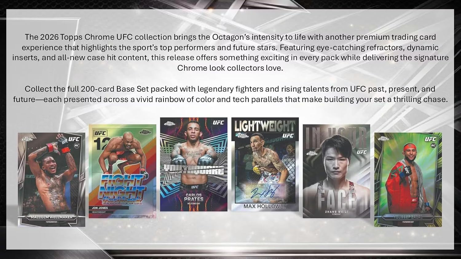 2026 Topps Chrome UFC Hobby Trading Card Box (2 Autographs per Trading Card Box)