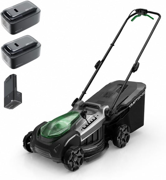 18" 40V Max Brushless Cordless Electric Lawn Mower | Includes 2X20V 8.0Ah Batteries & Charger, 6-Level Height Adjustment (25Mm-75Mm), 50L Collection Bag & 2 Spare Blades