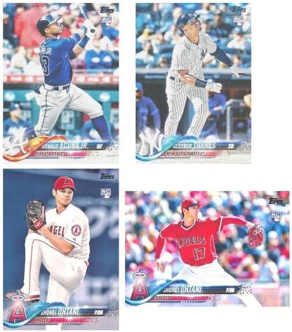 2018 Topps Baseball 708 Card Complete Factory Set with EXCLUSIVE CHROME ROOKIE RELIC! Includes Rookies of Ronald Acuna Jr, Gleyber Torres,Shohei Ohtani & More! Includes All Series 1 & 2 Cards!