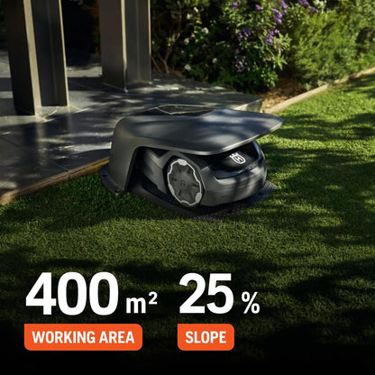 Robotic Lawnmower Automower Aspire R4 for Areas up to 400 M² I Robotic Lawnmower with Battery, Controlled via Connect App (Incl. Voice Control, Wi-Fi, Bluetooth) with Installation Kit