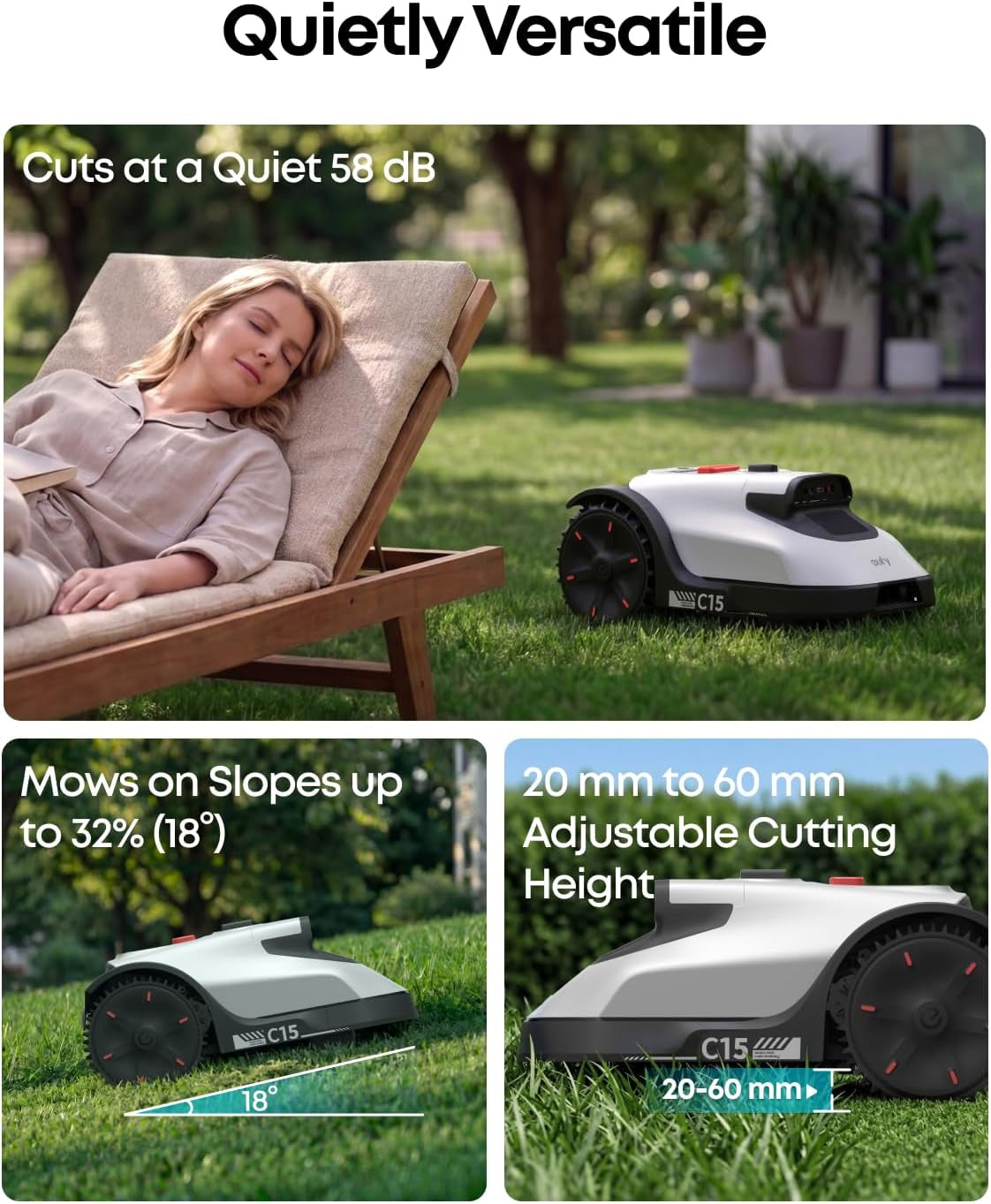 Robot Lawn Mower, C15 without Boundary with Garage, 500 M² Coverage