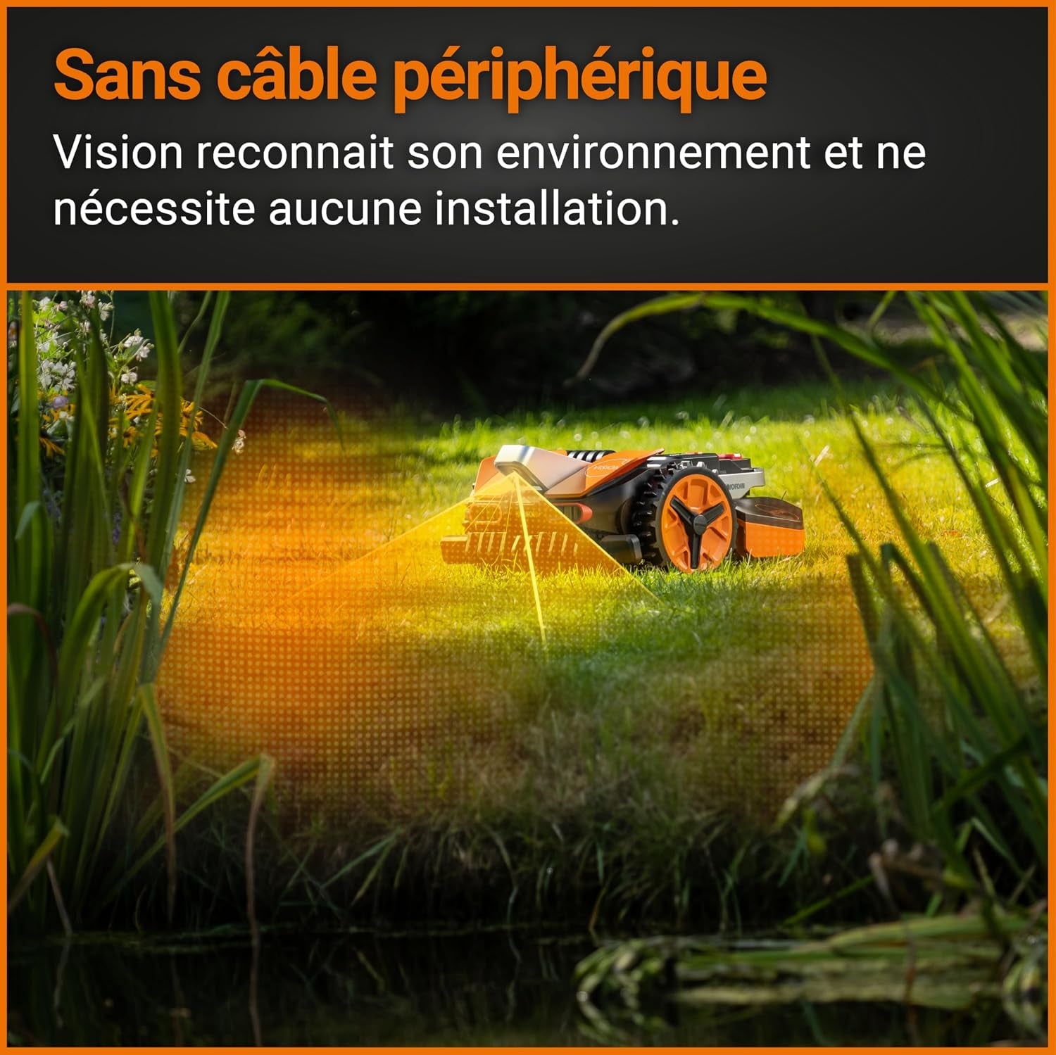 WR202E Landroid Vision Robotic Lawn Mower – 250M² Patented AIA Mowing Multi-Zone, Auto Charging, 20V Powershare Battery, Rain Sensor, Cut-To-Edge Technology, App-Controlled, 2025 Model