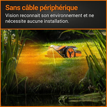 WR202E Landroid Vision Robotic Lawn Mower – 250M² Patented AIA Mowing Multi-Zone, Auto Charging, 20V Powershare Battery, Rain Sensor, Cut-To-Edge Technology, App-Controlled, 2025 Model