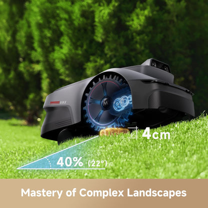 Viax 300 Robot Lawnmower without Boundary, Recommended 300 ㎡, Ai-Assisted Auto Mapping, U-Shape Path Planning, Dual-Vision Obstacle Avoidance, Edge Cutting, Complex Terrain, App Control