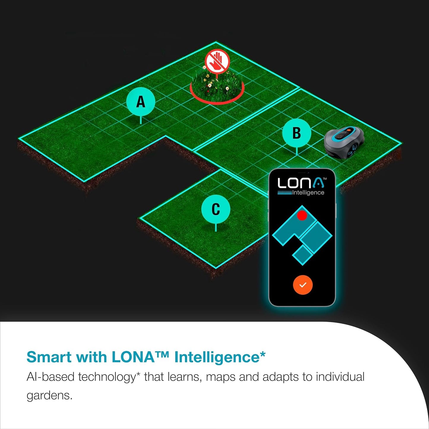 Smart SILENO Max 1500 M² Robotic Lawnmower, for Lawns up to 1500 M², LONA Intelligence, Trim-To-Edge, Duoconnect, Quiet Operation, Intelligent Mower with App Control, UK Plug (19903-28)