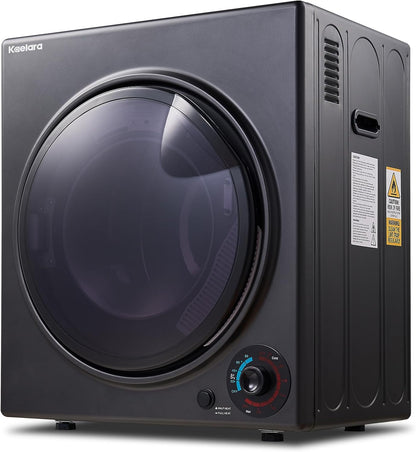 Portable Dryer 3.0 Cu.Ft, 1500W Compact Dryer with Stainless Steel Tub, 4 Drying Mode, Overheat Protection, Apartment, Dorms, Rvs, Black