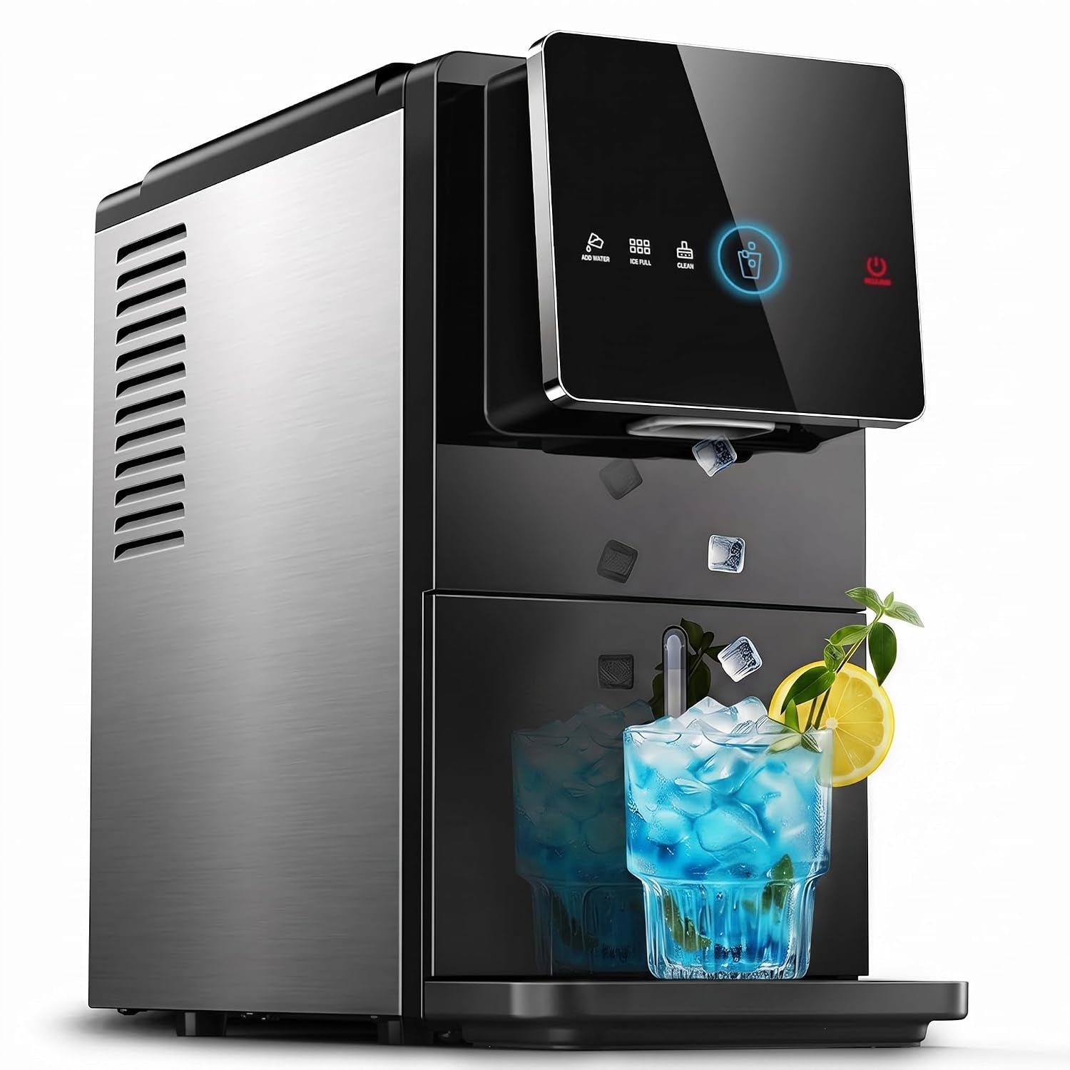 Nugget Ice Maker Countertop, Auto Drop Ice, Self Cleaning Ice Machine, 40 Lbs/24H Soft Chewable Ice, Self Dispensing Nugget Ice Maker for Home, Kitchen and Party