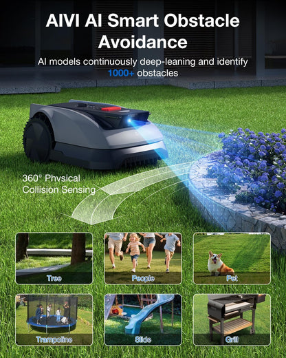 GOAT O600 RTK Robot Lawn Mower,Wire-Free Truemapping 2.0 RTK Navigation,Aivi AI Obstacle Avoidance,19Cm Cutting Width Robot Lawnmower for Medium Gardens up to 600M²,App Control,Ipx6 Waterproof