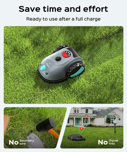 V100 Robot Lawnmower without Boundary,Vision Navigation,150 Obstacle Detection,20-60 Mm Cutting Height,Robotic Lawnmower with Magnetic Wires,Low Noise,Replacement Blades,Spot Mow, Max.150M²